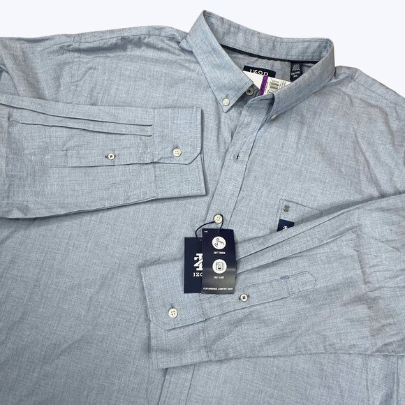 Izod NWT Men's Long Sleeve Button Front Shirt Size XXL‎ Blue - Picture 1 of 7
